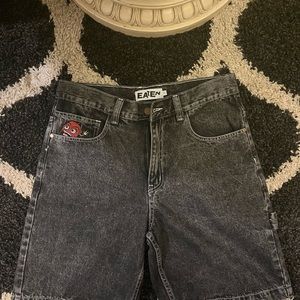 Vintage Black Acid Wash Denim Jorts - EATENCompany - Streetwear Y2K